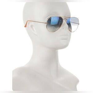 Ray-Ban Gold Aviator Sunglasses with Blue Lenses